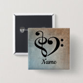 Treble Clef Bass Clef Music Heart Gepersonaliseerd Vierkante Button 5,1 Cm (Voorkant /achterkant)