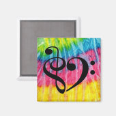 Treble Clef Bass Clef Music Heart Rainbow Stropdas Magneet (Voorkant / Achterkant)