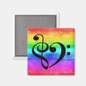 Treble Clef Bass Clef Musical Heart Rainbow Stripe Magneet (Voorkant / Achterkant)