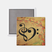 Treble Clef Bass Clef Musical Heart Sheet Music Magneet (Voorkant / Achterkant)
