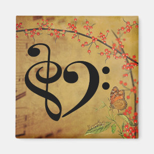 Treble Clef Bass Clef Musical Heart Sheet Music Magneet