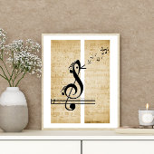 Treble Clef Bird Muzieknoten  Bladmuziek Poster