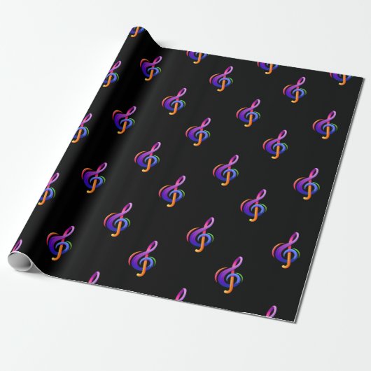 Treble Clef Black Cadeaupapier (Uitgerold)
