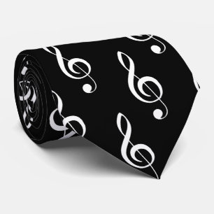 Treble Clef Black Musical Stropdas