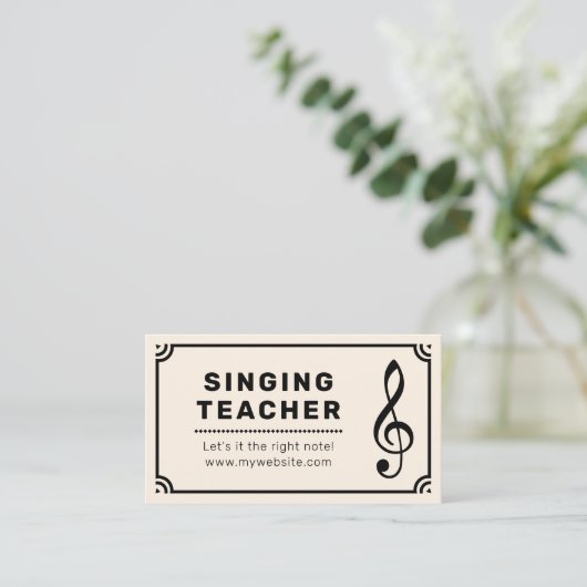 Treble Clef & Bladmuziek - Zangleraar Visitekaartje (Staand voorkant)