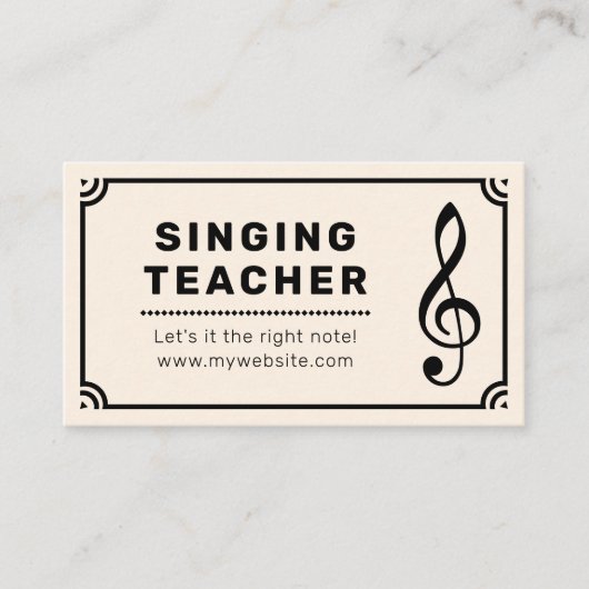 Treble Clef & Bladmuziek - Zangleraar Visitekaartje (Voorkant)