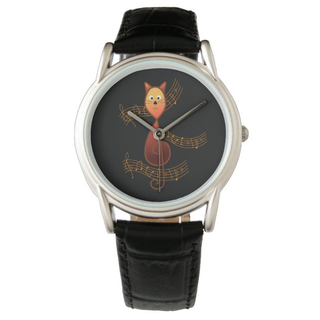 Treble Clef Cat Horloge (Voorkant)