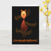 Treble Clef Cat Kaart (Gele Bloem)