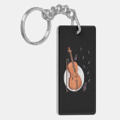Treble Clef Cellist Muziekinstrument Cello Sleutelhanger (Voorkant Links)