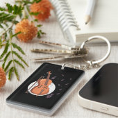Treble Clef Cellist Muziekinstrument Cello Sleutelhanger (Voorkant Rechts)