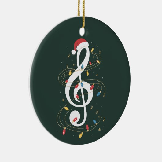 Treble Clef Christmas Lights Musicus voor muziekli Keramisch Ornament (Rechts)