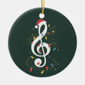 Treble Clef Christmas Lights Musicus voor muziekli Keramisch Ornament (Voorkant)