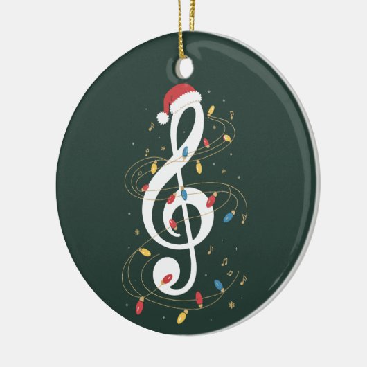 Treble Clef Christmas Lights Musicus voor muziekli Keramisch Ornament (Links)