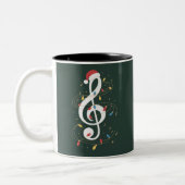 Treble Clef Christmas Lights Musicus voor muziekli Tweekleurige Koffiemok (Links)