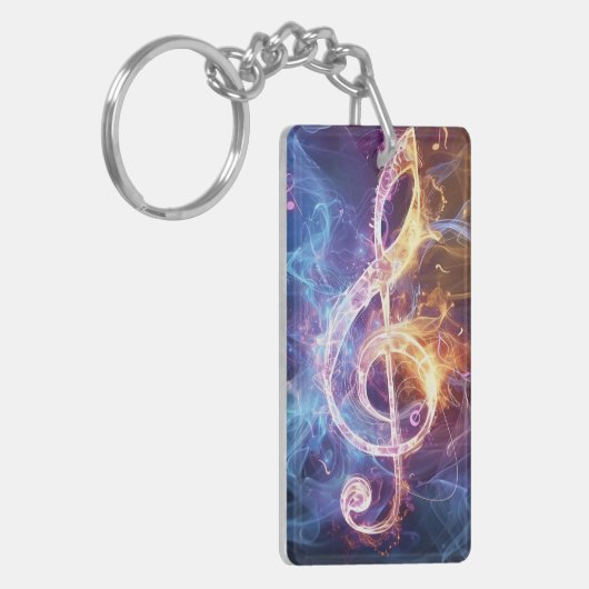 Treble Clef digitale kunst Sleutelhanger (Voorkant Links)