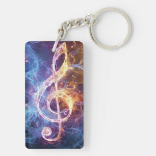 Treble Clef digitale kunst Sleutelhanger