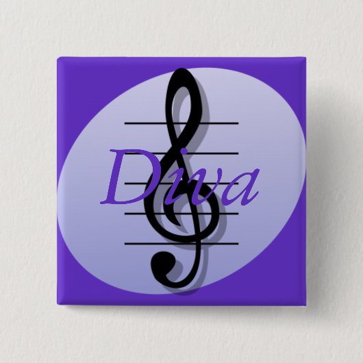 Treble Clef, Diva Vierkante Button 5,1 Cm (Voorkant)