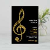 Treble clef Elegant Minimal Gold Music Notes Text Folie Uitnodiging (Staand Voorkant)