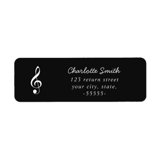 Treble Clef Elegant Script Music Teacher Modern Etiket (Voorkant)