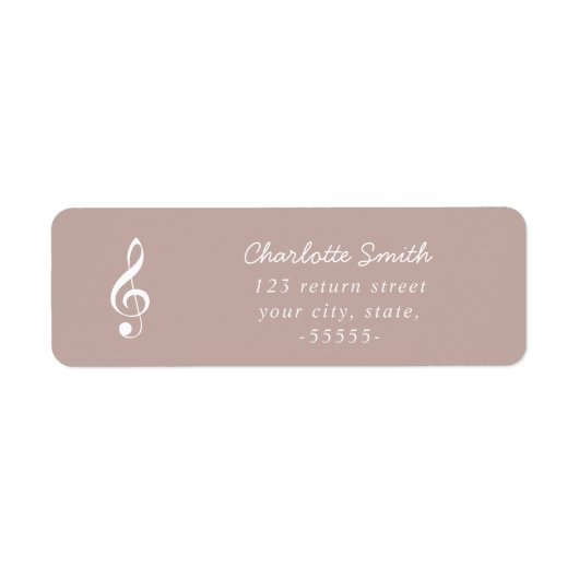 Treble Clef Elegant Script Music Teacher Modern Etiket (Voorkant)