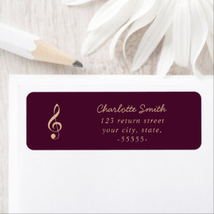 Treble Clef Elegant Script Music Teacher Modern Etiket