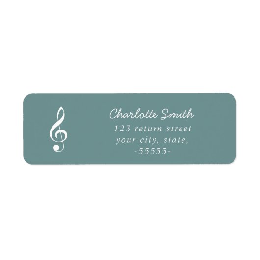 Treble Clef Elegant Script Music Teacher Modern Etiket (Voorkant)