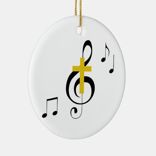 Treble Clef en Cross Keramisch Ornament (Rechts)