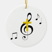 Treble Clef en Cross Keramisch Ornament (Voorkant)
