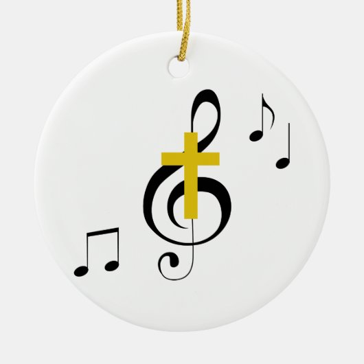 Treble Clef en Cross Keramisch Ornament (Voorkant)