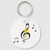 Treble Clef en Cross Sleutelhanger (Voorkant)