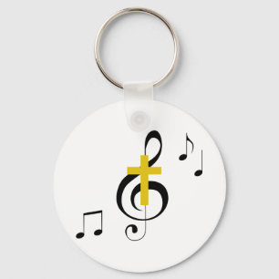 Treble Clef en Cross Sleutelhanger