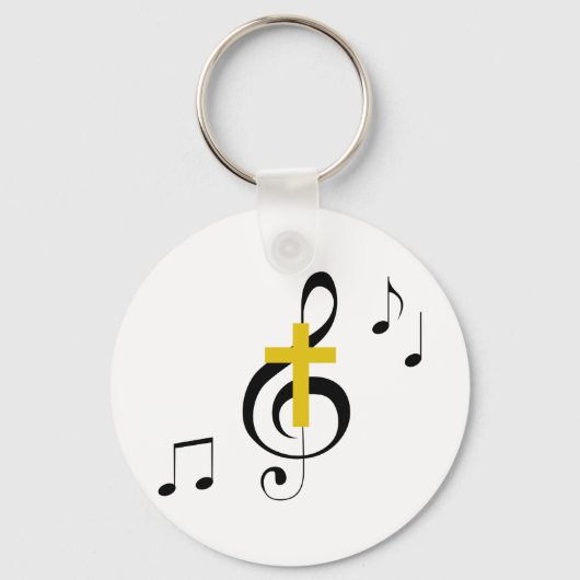Treble Clef en Cross Sleutelhanger (Voorkant)
