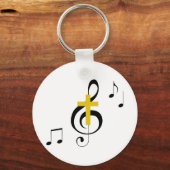 Treble Clef en Cross Sleutelhanger (Voorkant)