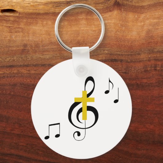 Treble Clef en Cross Sleutelhanger (Voorkant)