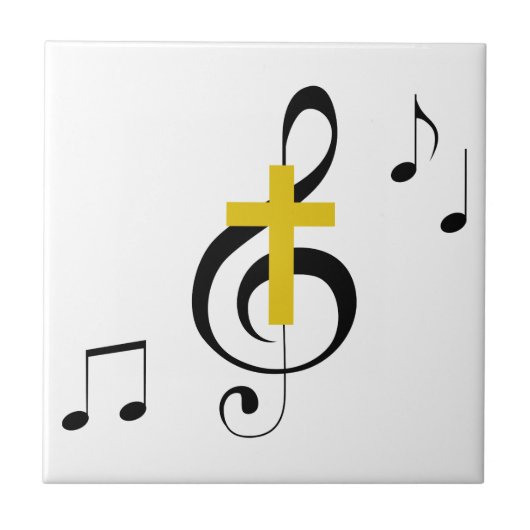 Treble Clef en Cross Tegeltje (Voorkant)