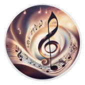 Treble Clef en muziek Keramische Knop (Voorkant)