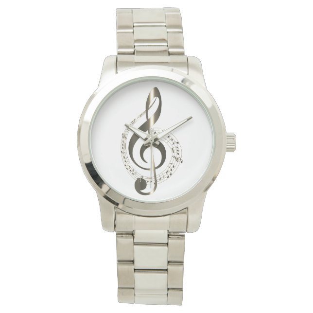 TREBLE CLEF EN MUZIEKPERSONEEL MET NOTITIES HORLOGE (Voorkant)