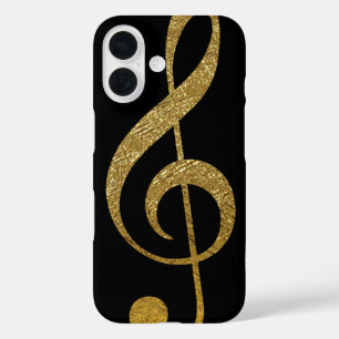 Treble Clef - faux gouden muzieknoot iPhone 16 Hoesje