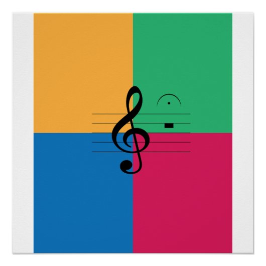 Treble clef, fermata, music, jazz perfect poster (Voorkant)