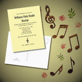 Treble Clef Flute Music recital eenvoudig concert Uitnodiging Briefkaart