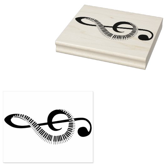Treble Clef gemaakt van Piano Keys Rubber Stamp Rubberstempel (Gestempeld)