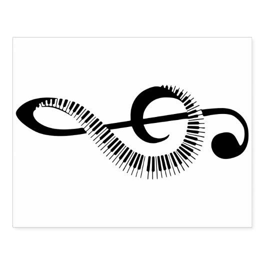 Treble Clef gemaakt van Piano Keys Rubber Stamp Rubberstempel (Afrduk)