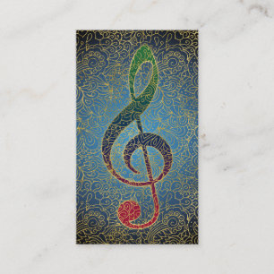 Treble Clef Gold Filigree - Colorful Music Visitekaartje