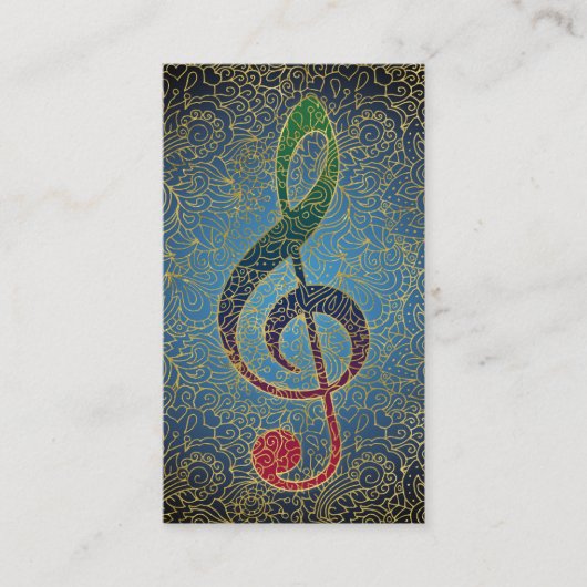 Treble Clef Gold Filigree - Colorful Music Visitekaartje (Voorkant)