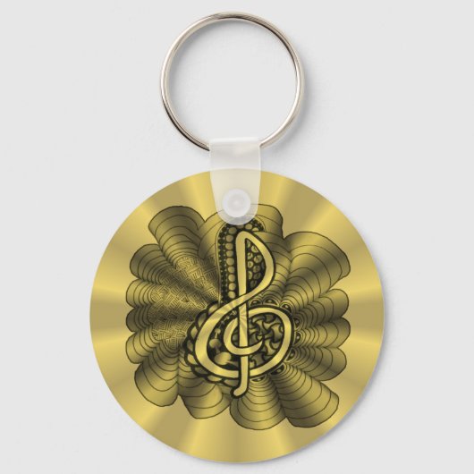 Treble Clef Gold Metallic Sleutelhanger (Voorkant)