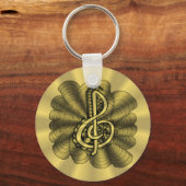 Treble Clef Gold Metallic Sleutelhanger (Voorkant)