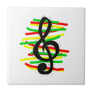 Treble Clef Graphic Black met Red Yellow Green Tegeltje