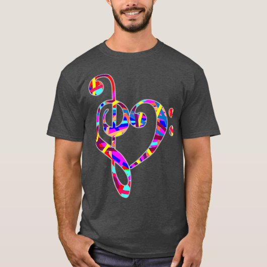 Treble Clef Heart Love Valentijnsdag Music T-shirt (Voorkant)