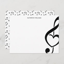 Treble Clef Heart Music Note Persoonlijk Notitiekaartje