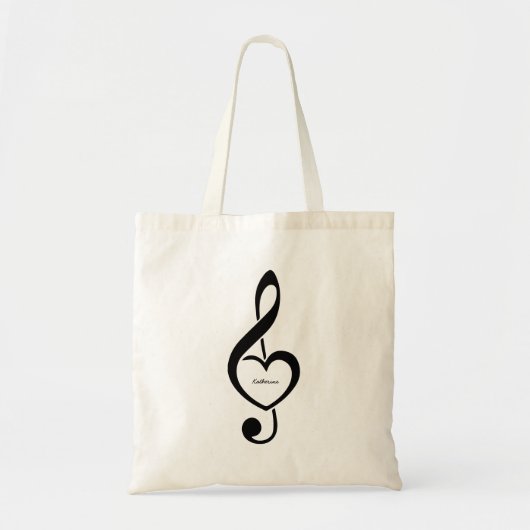 Treble Clef Heart Music Note Persoonlijk Tote Bag (Voorkant)